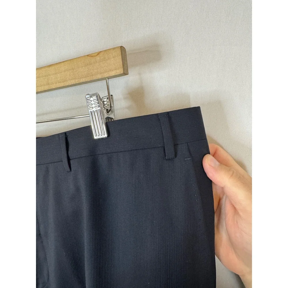 Canali Mens Black 100% Wool Flat Front Dress Pants 40x31 Made in Italy